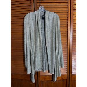 Clara Sunwoo‎ Metallic Gold Shimmer Open Front Cardigan Sharkbite Hem Womens XL